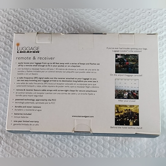 LUGGAGE LOCATOR UP TO 60' AWAY BEEPS & FLASHES NEW IN BOX. - Picture 2 of 7